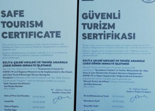 Güvenli Turizm Sertifikamızı Aldık